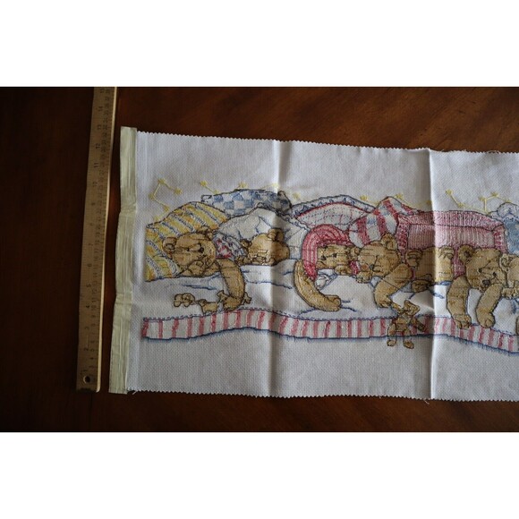 FINISHED Design Works Counted Cross Stitch Kit #9696 Bedtime Bears Teddy Nursery - Picture 3 of 10